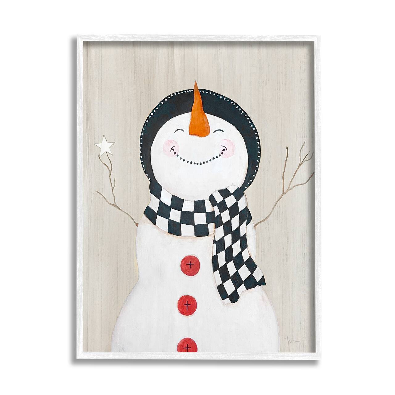 Stupell Industries 16" x 20" Happy Smiling Winter Snowman Giclée Wall Art